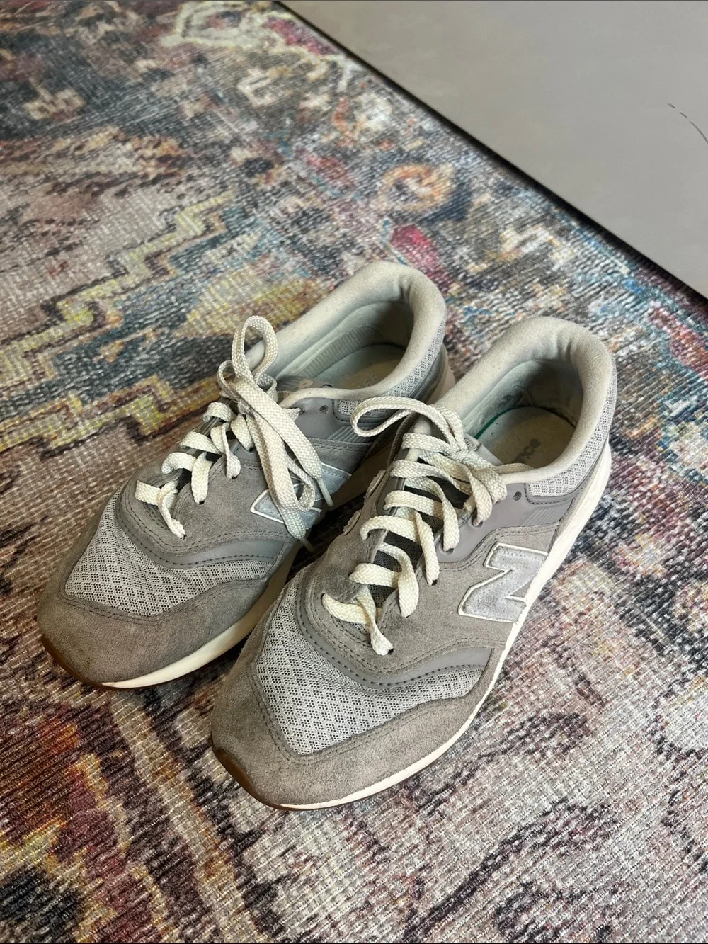 New Balance 997 Gray and White Athletic Sneakers